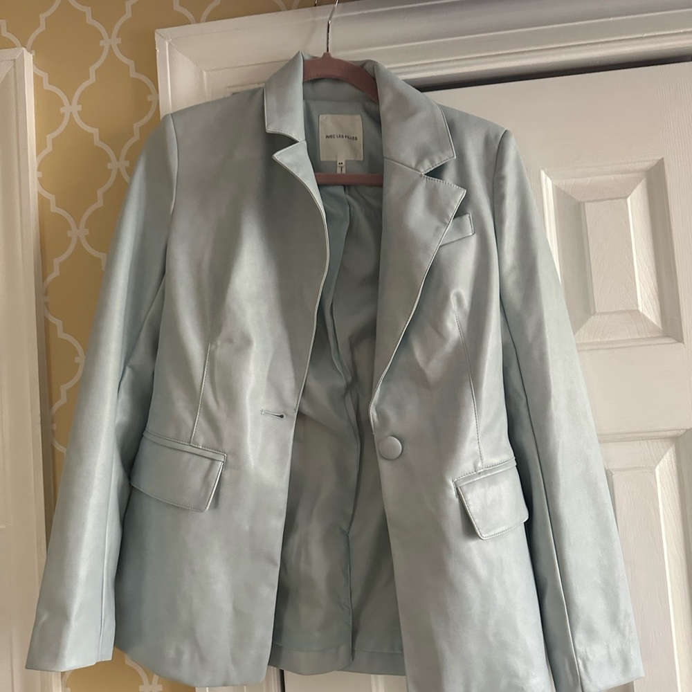 Alec Les Files Blue Leather Blazer NWT